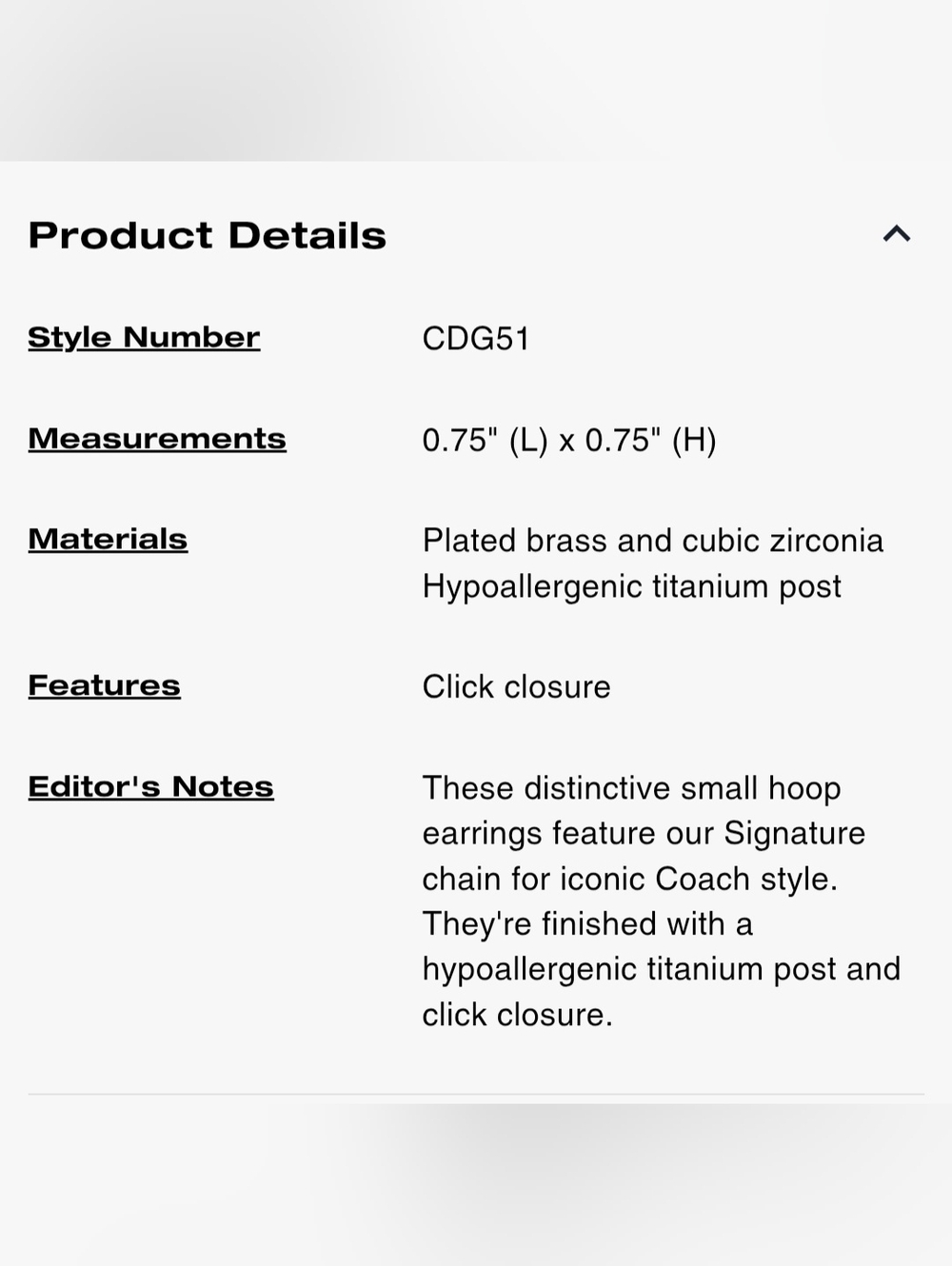 Coach Gold Link Hoop Earrings - Picture 2 of 5